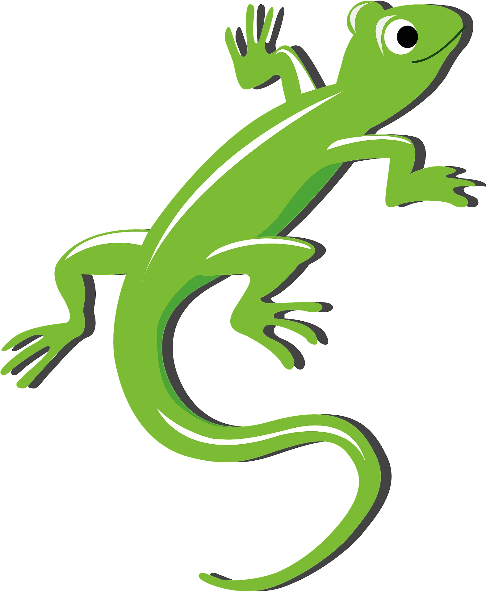 Whimsical Green Gecko Lizard Clipart Silhouette with Stylized Design