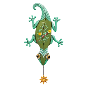 Whimsical Green Lizard Adorned with Colorful Blooms Decorative Clipart Illustration