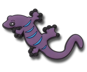 Whimsical Purple Gecko Lizard Cartoon Clipart Design with Blue Stripes