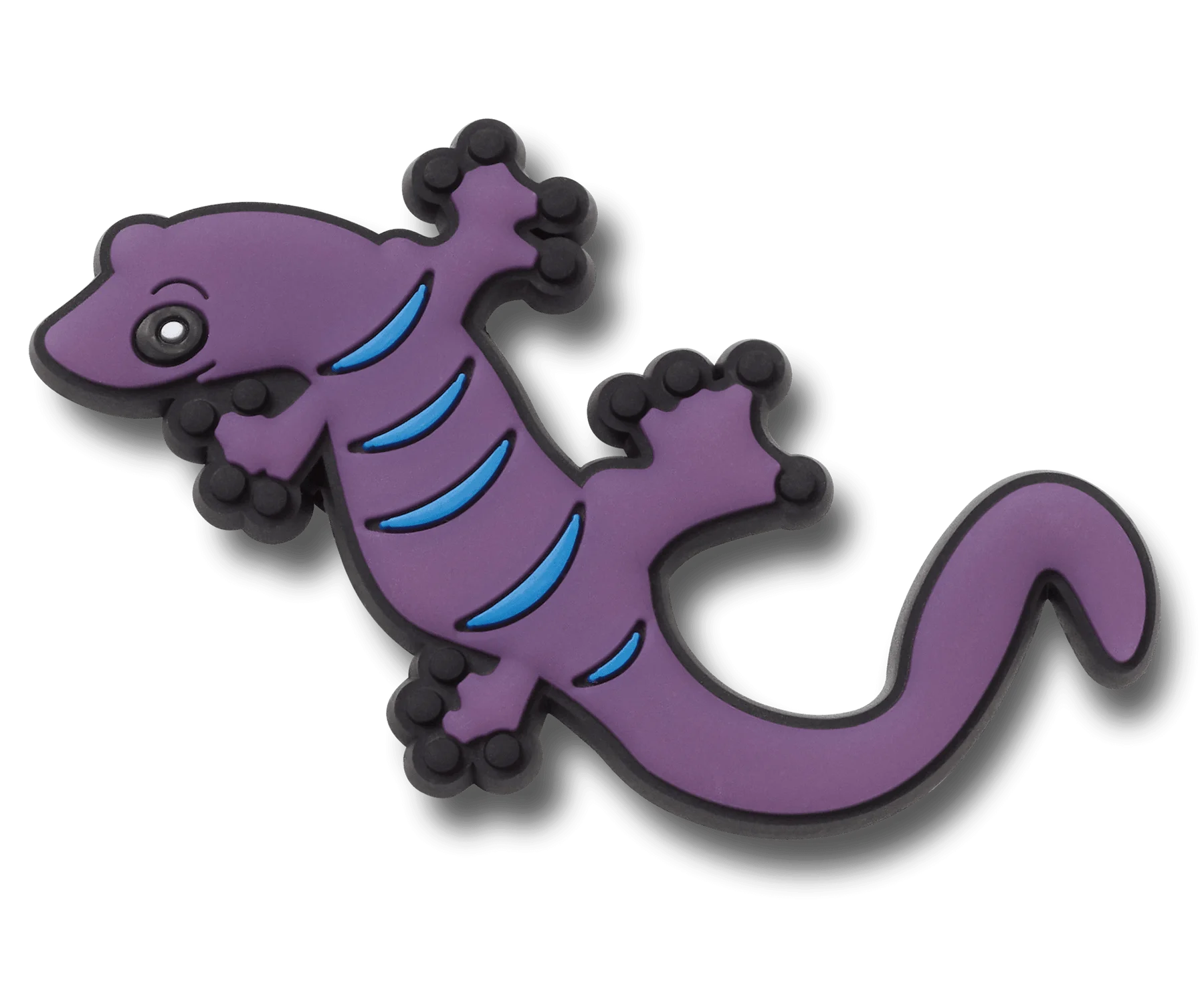 Whimsical Purple Gecko Lizard Cartoon Clipart Design with Blue Stripes