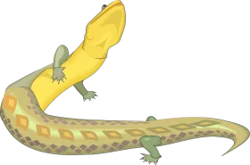 Whimsical Yellow and Green Lizard Nestled in Floral Clipart Design