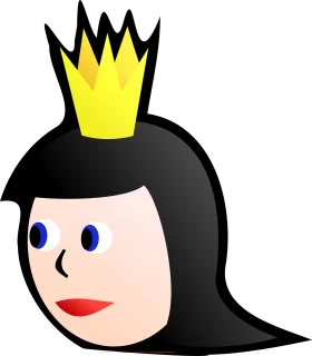 Cartoon Queen Character with Crown Clipart - Stylized Royal Illustration