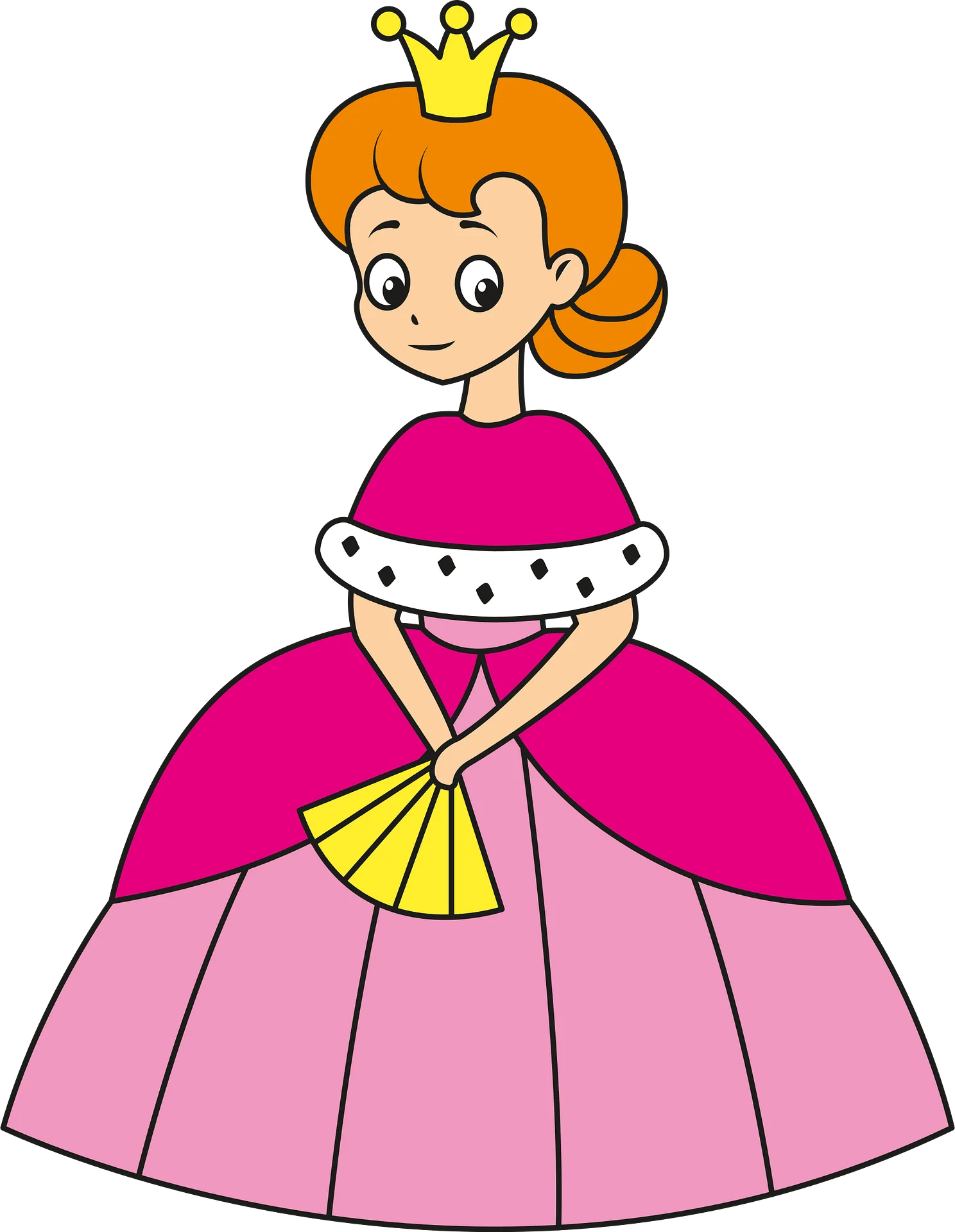 Charming Royal Princess in Pink Dress Cartoon Clipart Illustration
