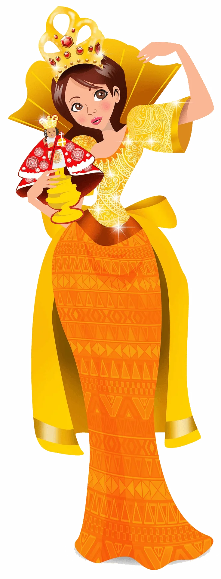 Radiant Royal Elegance: Magical Monarch Clipart Illustration with Golden Crown