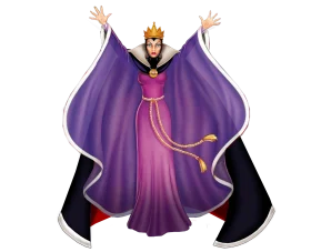 Regal Evil Queen Clipart Illustration with Dramatic Purple Flowing Cape