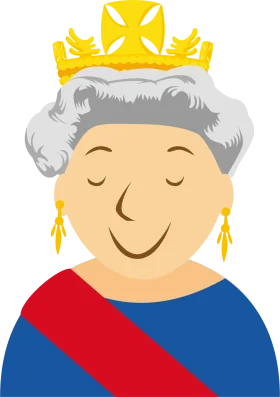 Smiling Royal Monarch Clipart Illustration with Golden Crown and Regal Attire