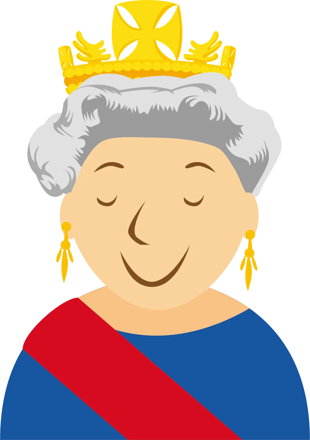 Smiling Royal Monarch Clipart Illustration with Golden Crown and Regal Attire