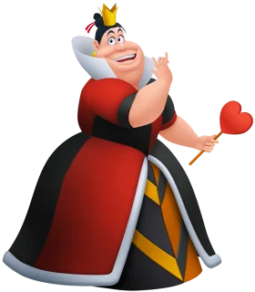 Whimsical Disney-Style Queen of Hearts Cartoon Clipart Character Design