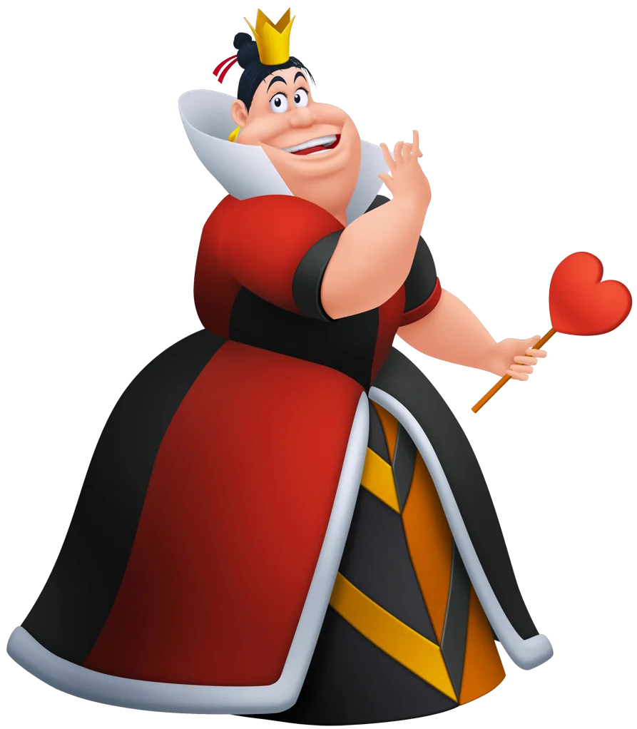 Whimsical Disney-Style Queen of Hearts Cartoon Clipart Character Design