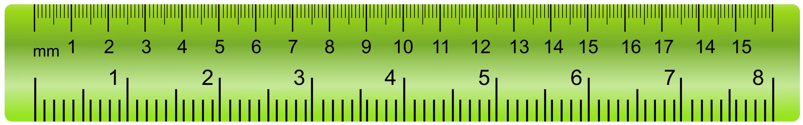 Bright Green Precision Measurement Ruler Clipart with Clear Numeric Markings