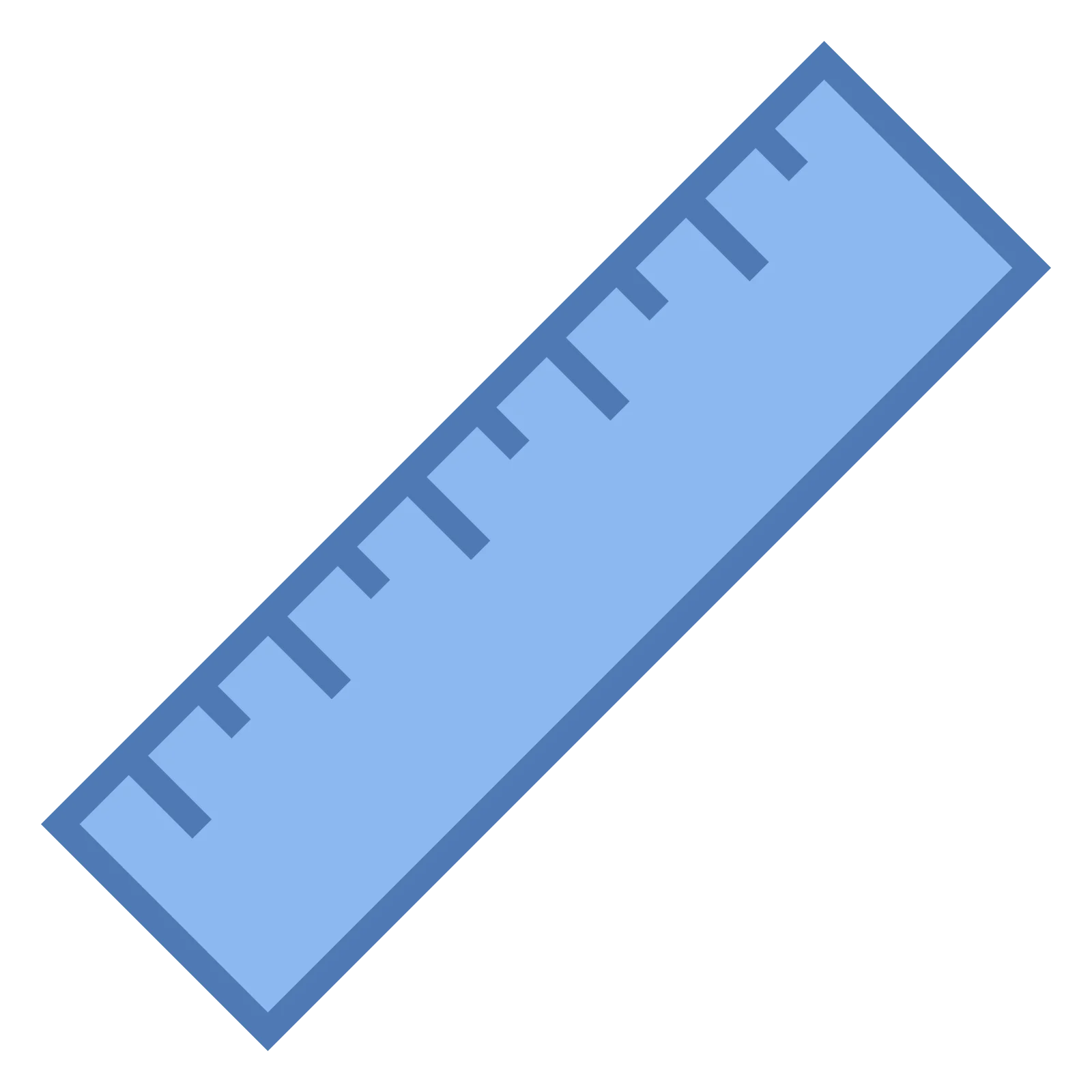 Classic Blue Measuring Ruler Clipart with Clean Simple Design and Measurement Markings