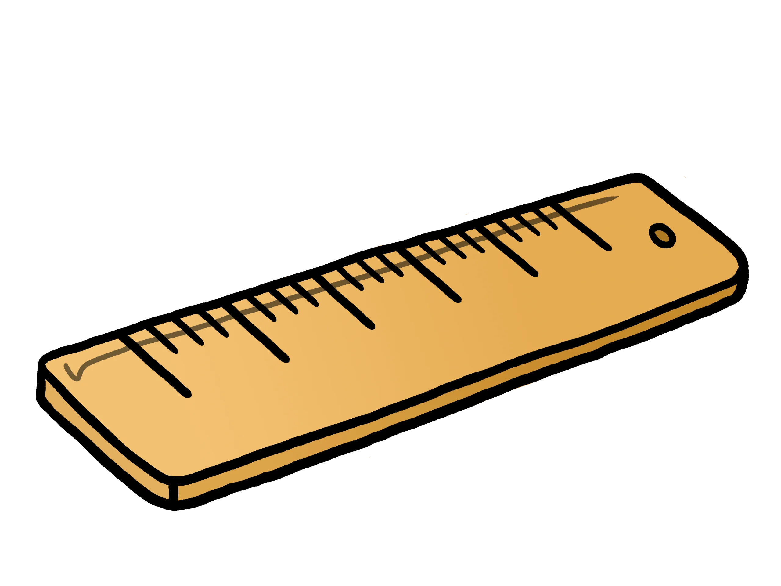 Classic Wooden Measuring Ruler Clipart with Clear Measurement Markings