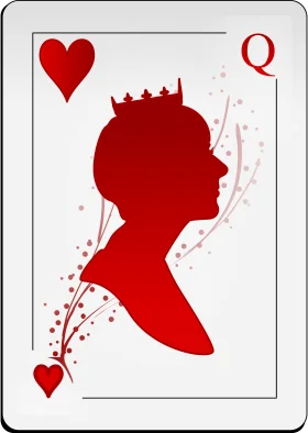 Elegant Crimson Queen of Hearts Silhouette Playing Card Clipart Design