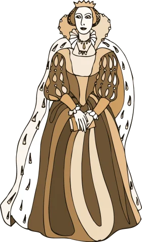 Elegant Renaissance Royal Monarch Clipart Illustration of Regal Attire