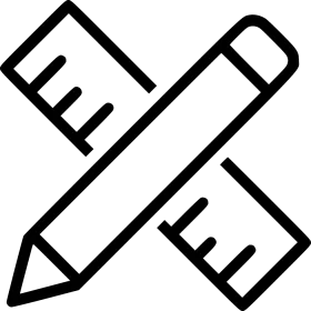 Minimalist Black and White Ruler and Pencil Drawing Clipart Design