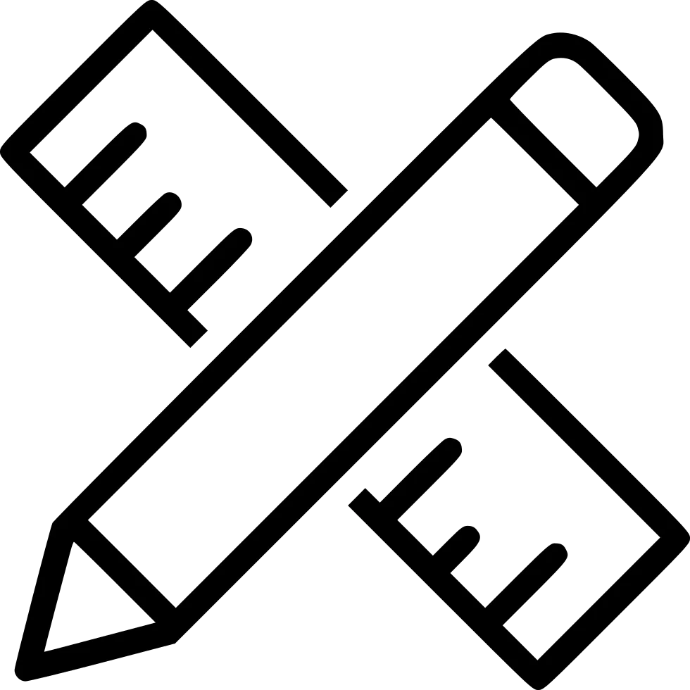 Minimalist Black and White Ruler and Pencil Drawing Clipart Design