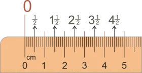 Precise Measurement Ruler Clipart with Centimeter and Fraction Markings
