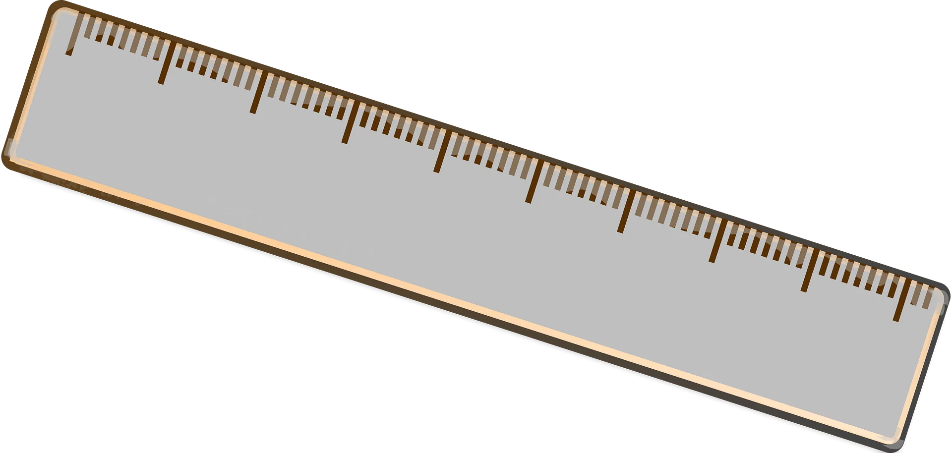Precise Measurement Tool Clipart: Sleek Gray Ruler with Golden Edge
