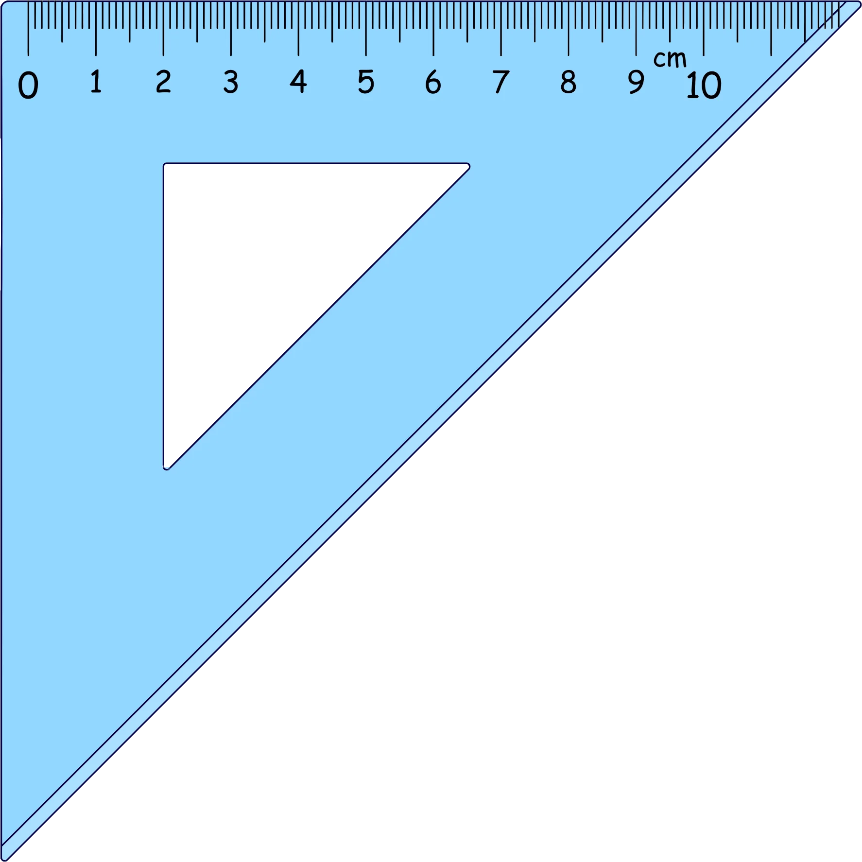 Precision Blue Geometric Triangle Ruler Clipart Design for Educational Resources