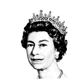 Regal Black and White Vintage Royal Monarch Clipart Portrait Illustration