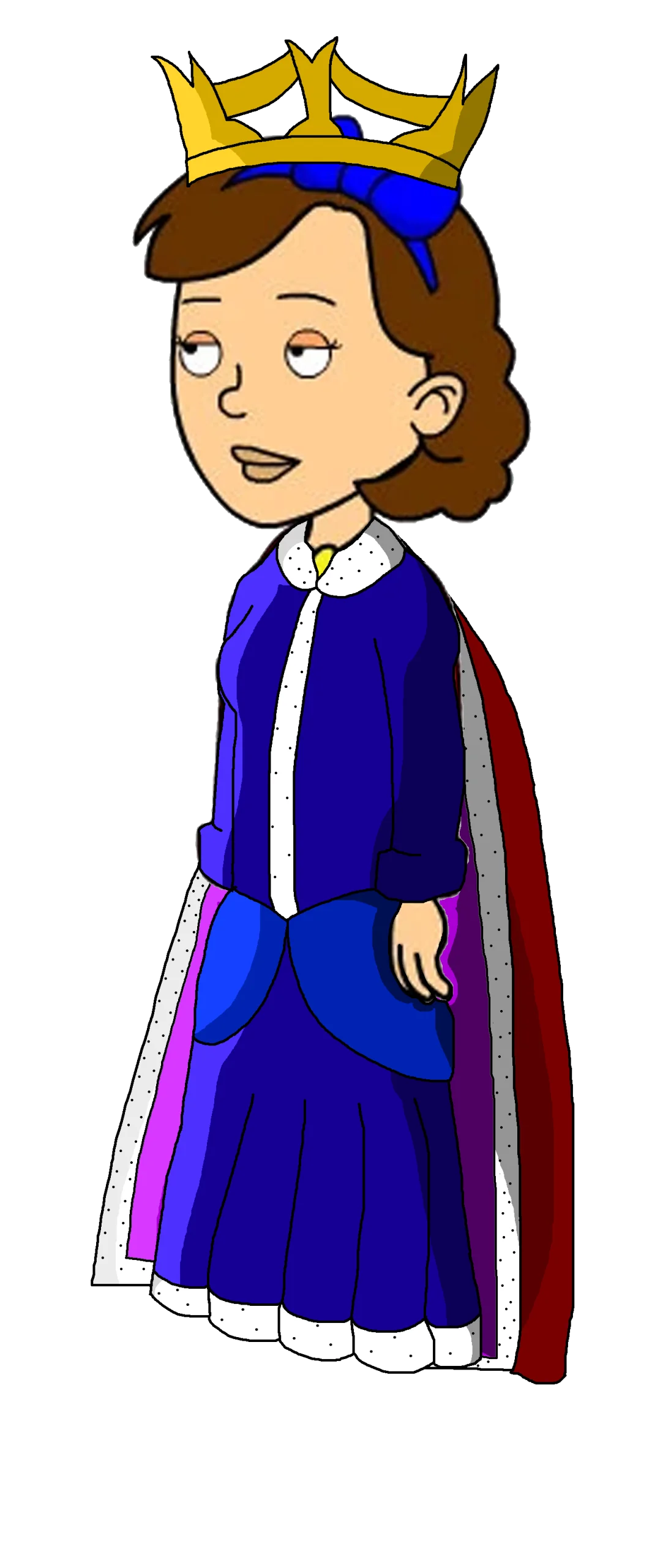 Regal Medieval Royal Monarch Wearing Golden Crown and Blue Royal Clipart