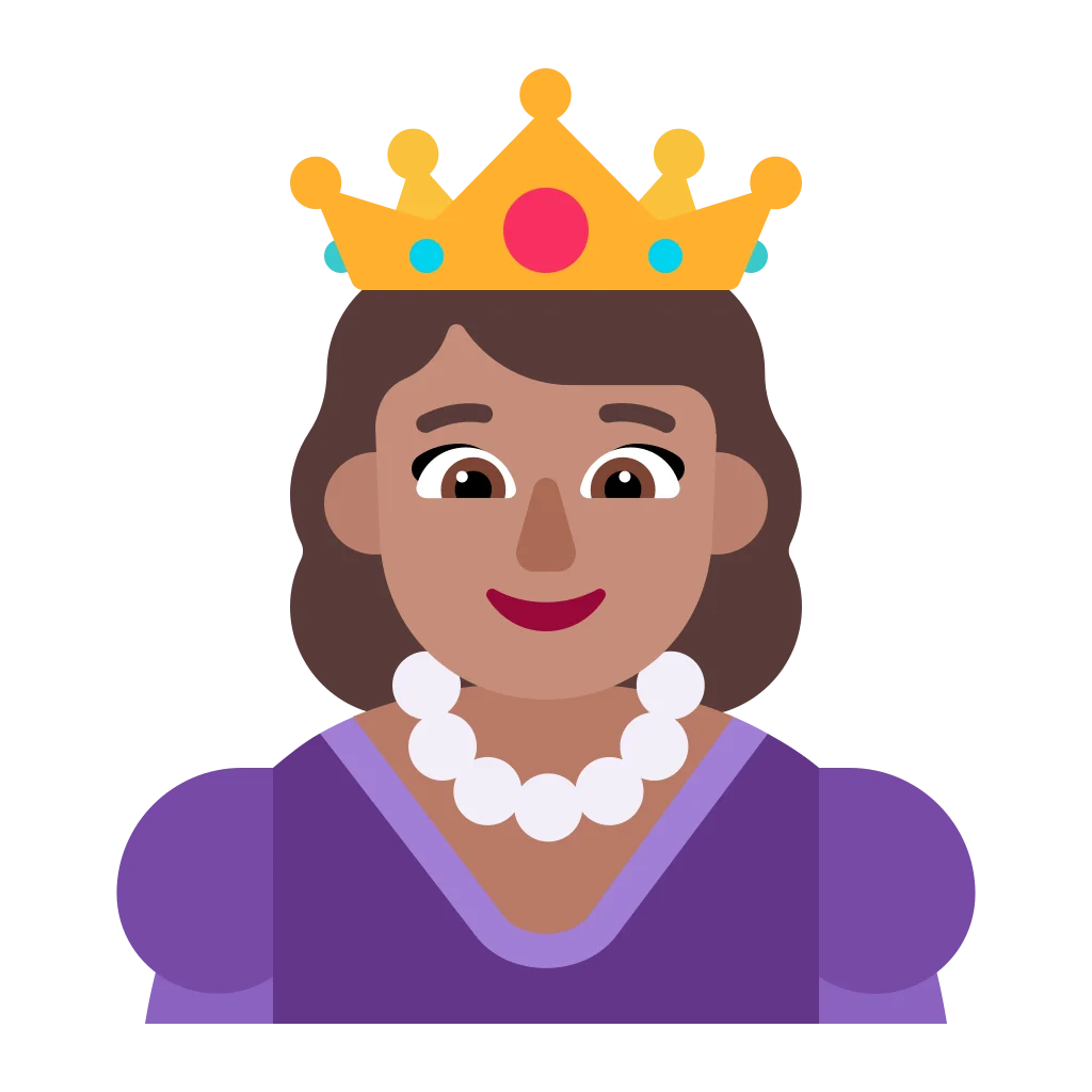 Royal Elegance: Charming Cartoon Queen Clipart with Regal Crown and Necklace
