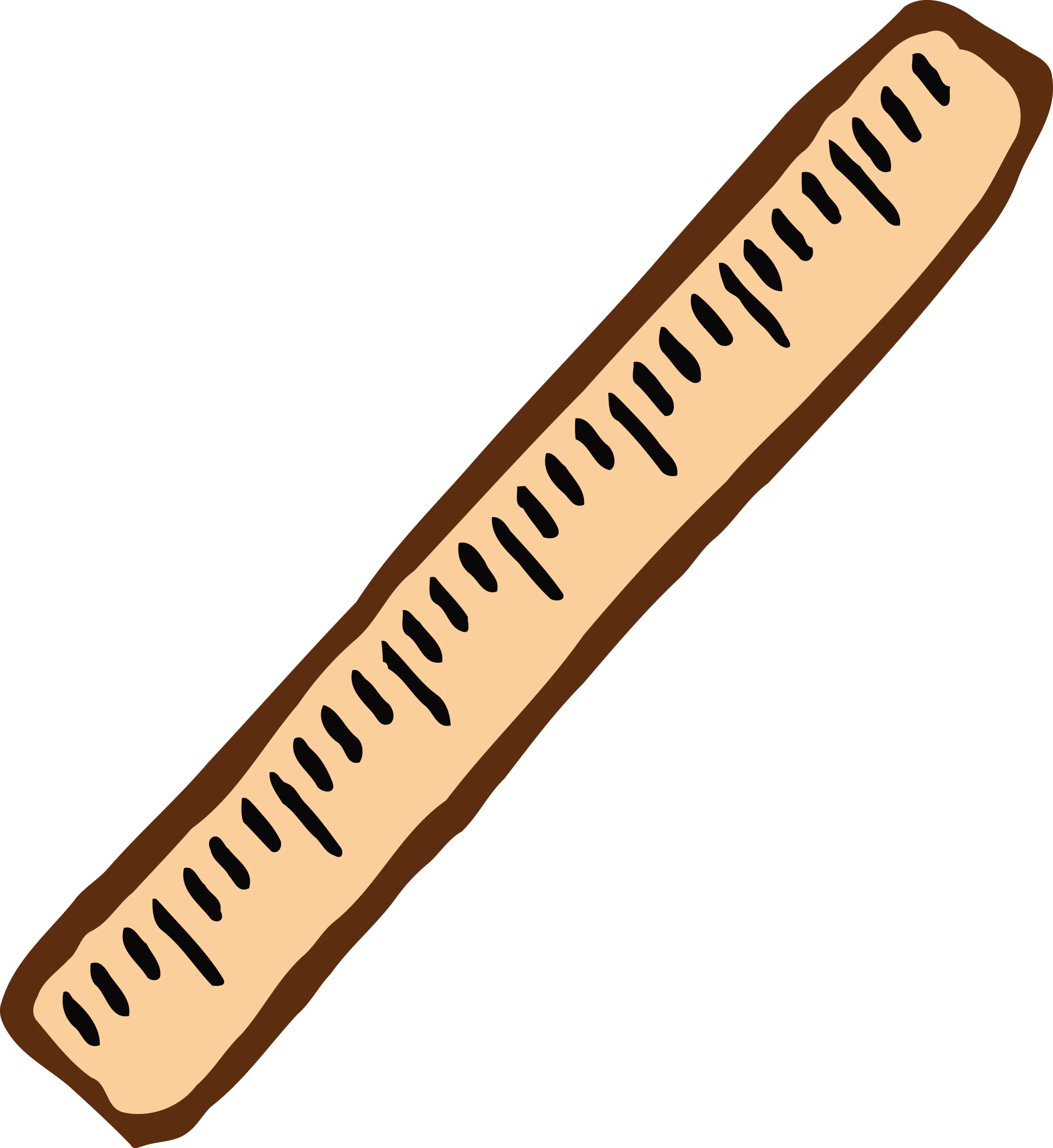 Simple Wooden Ruler Clipart with Measurement Markings - Educational Tool Illustration