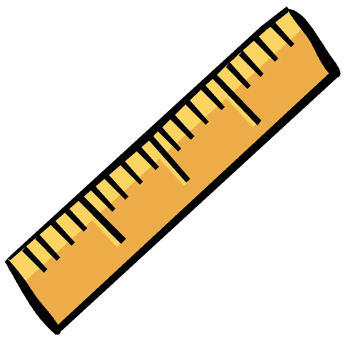 Sleek and Simple Yellow Measuring Ruler Clipart Design for Educational Resources
