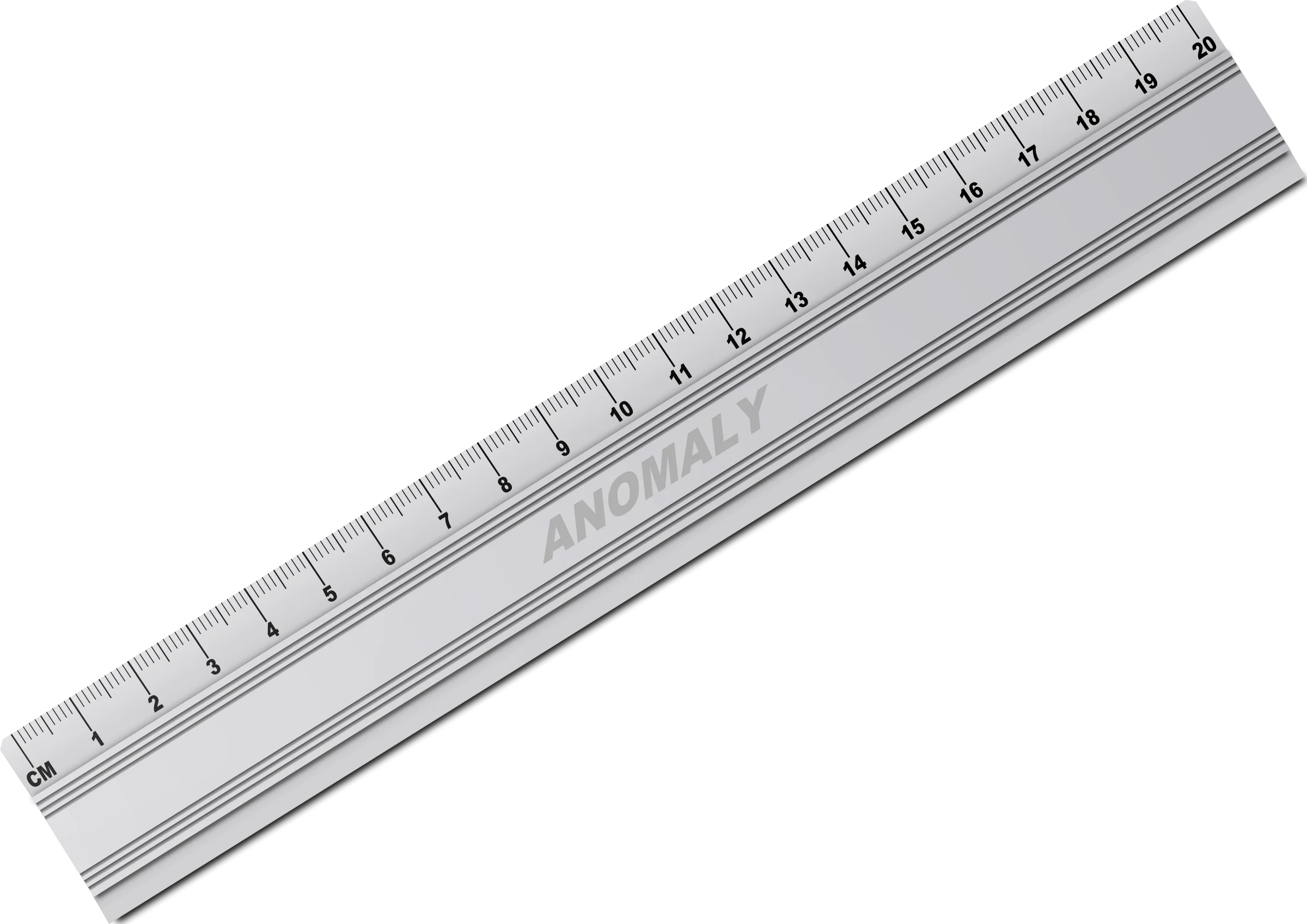 Sleek Silver Metallic Ruler Clipart - Precision Measurement Tool Graphic