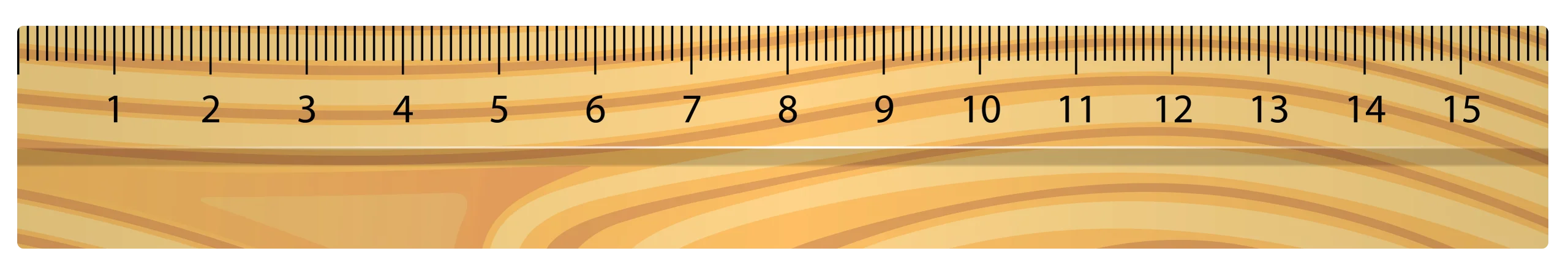 Vintage Wooden Measuring Ruler Clipart with Precise Numerical Markings