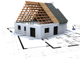 Architectural Construction Clipart: House Framing Blueprint Visualization