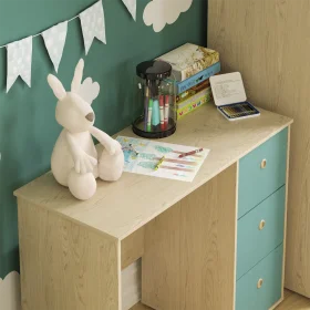 Charming Children's Study Nook Clipart with Soft Bunny and Decorative Details