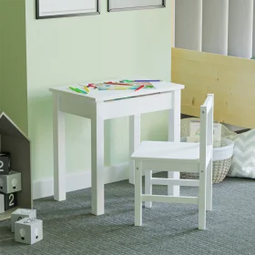 Charming White Kids Study Desk and Chair Clipart for Playroom Learning Space