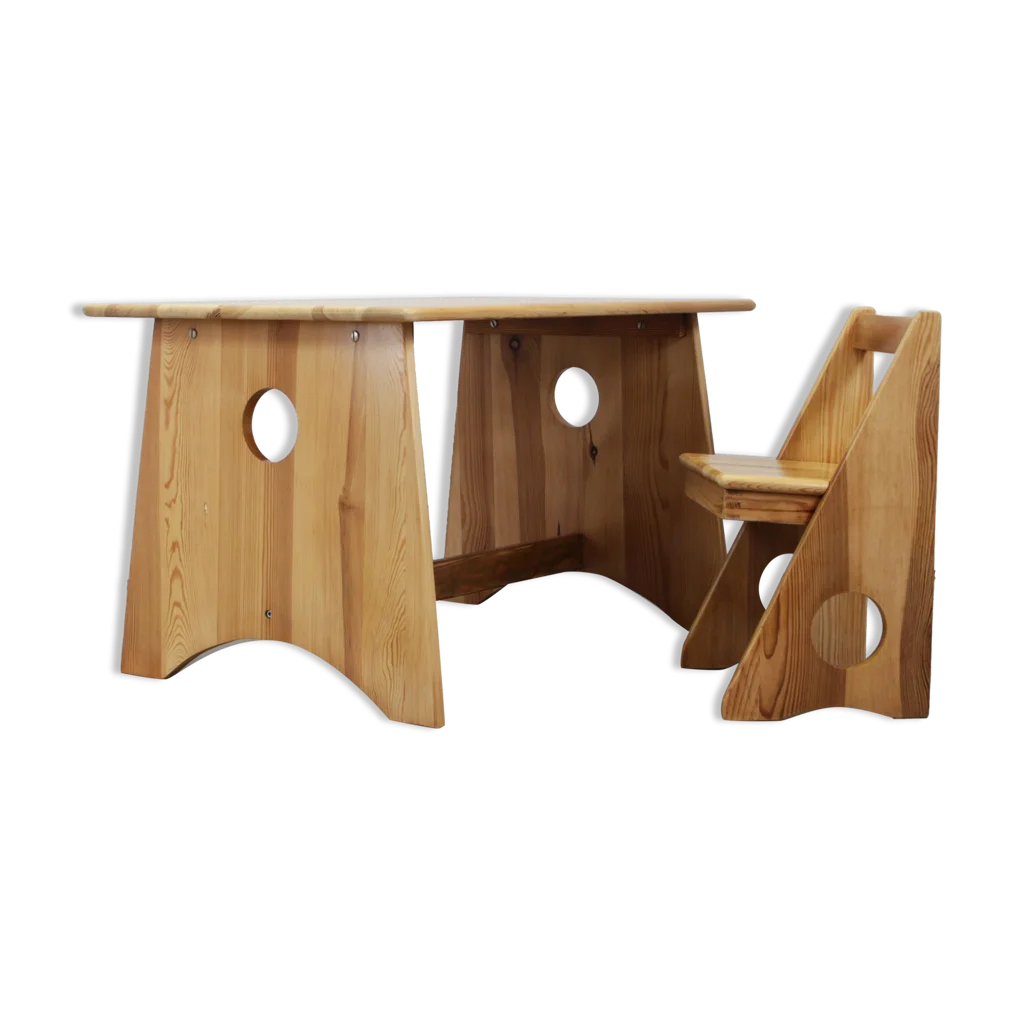 Charming Wooden Kids Study Desk Clipart with Playful Cutout Design