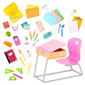Cheerful School Supplies and Classroom Desk Essentials Clipart Collection