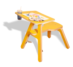 Cheerful Yellow Children's Study Desk Clipart Illustration for Learning Space