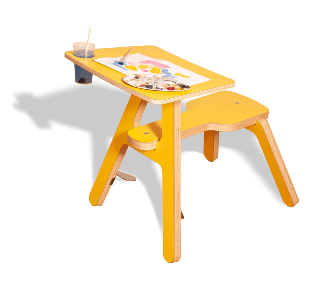 Cheerful Yellow Children's Study Desk Clipart Illustration for Learning Space