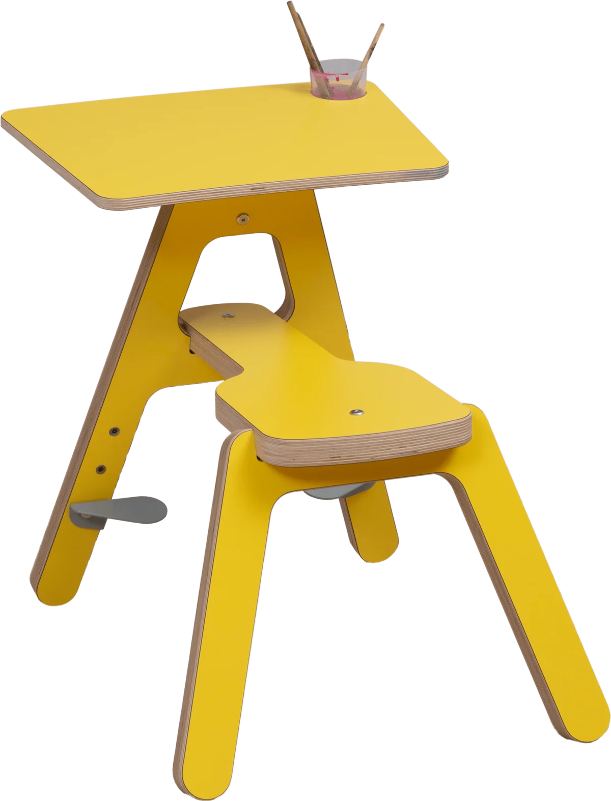 Cheerful Yellow Children's Wooden Study Desk Clipart Design