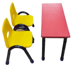 Cheerful Yellow Kids School Chairs and Red Table Clipart Design