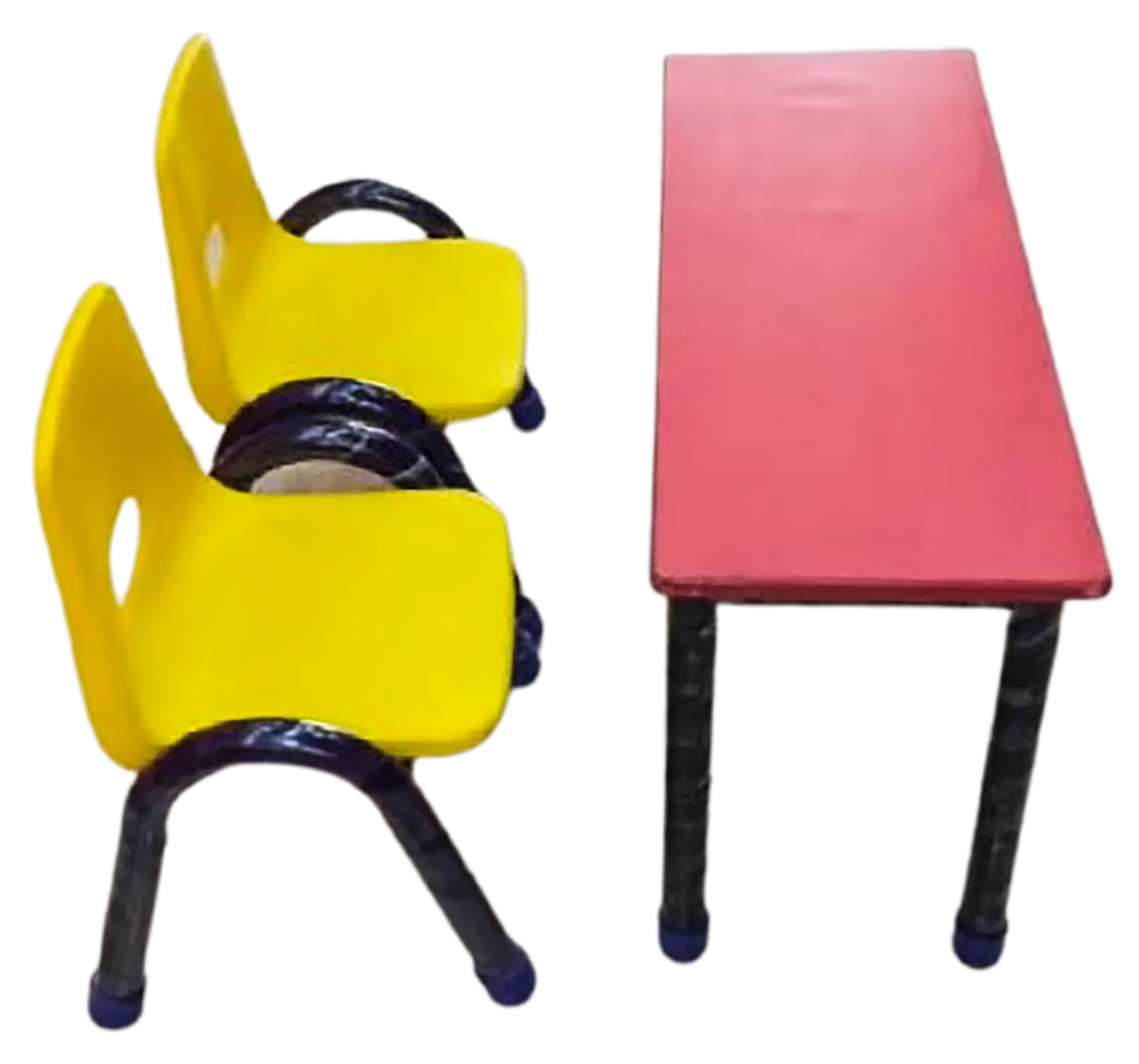 Cheerful Yellow Kids School Chairs and Red Table Clipart Design