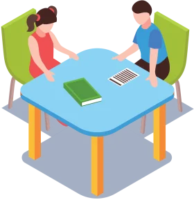 Collaborative Learning Moment: Children's Study Space Clipart Illustration