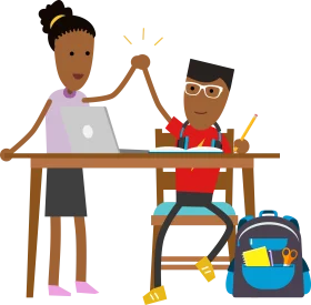 Collaborative Learning Moment: Students Studying Together Homework Clipart Scene