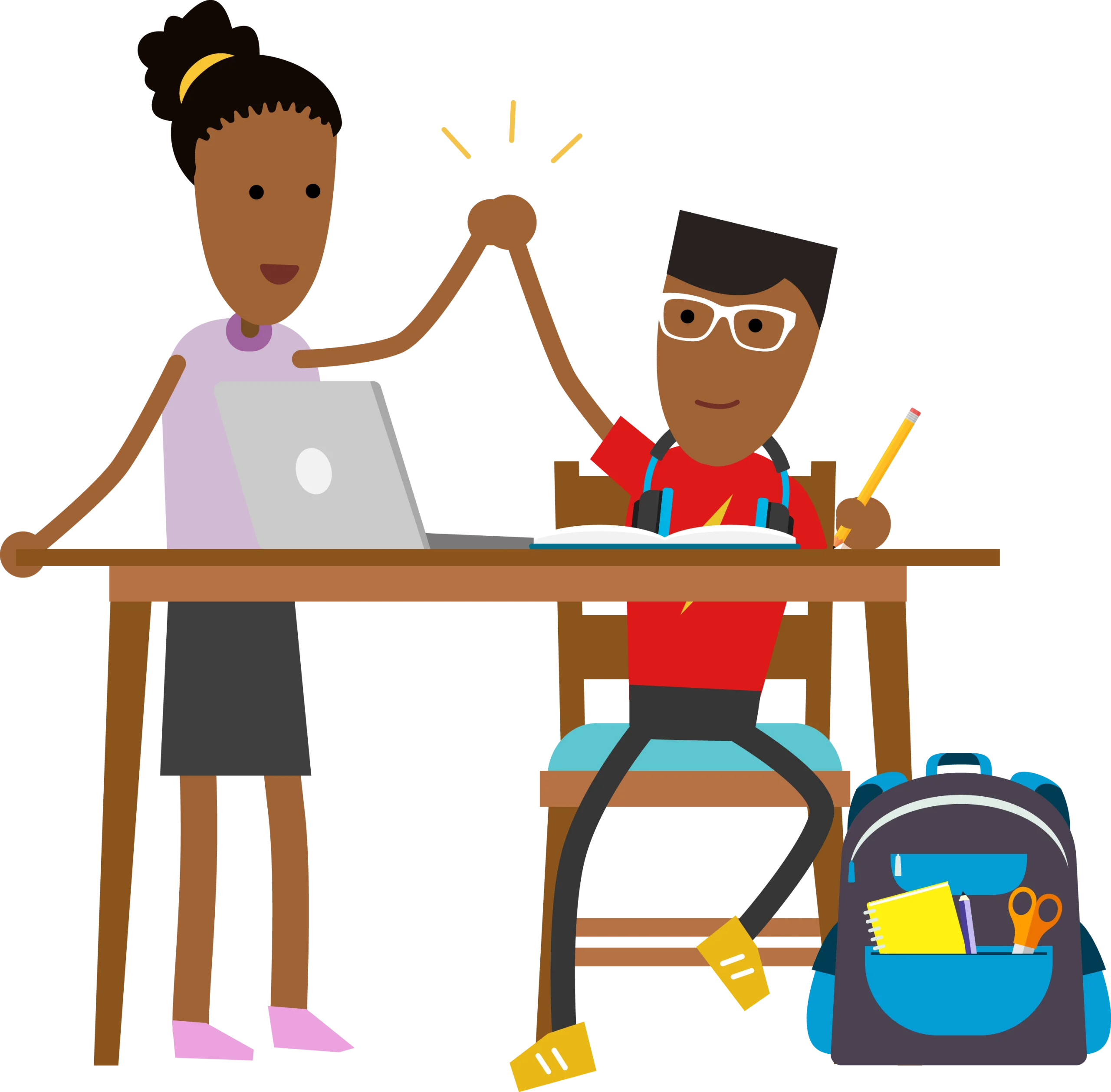 Collaborative Learning Moment: Students Studying Together Homework Clipart Scene