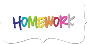 Colorful and Playful Homework Clipart with Rainbow-Style Letters