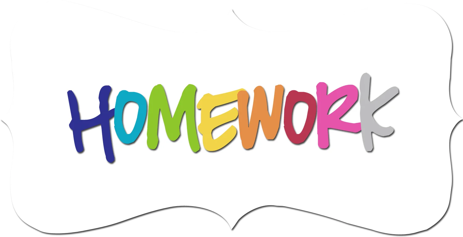 Colorful and Playful Homework Clipart with Rainbow-Style Letters
