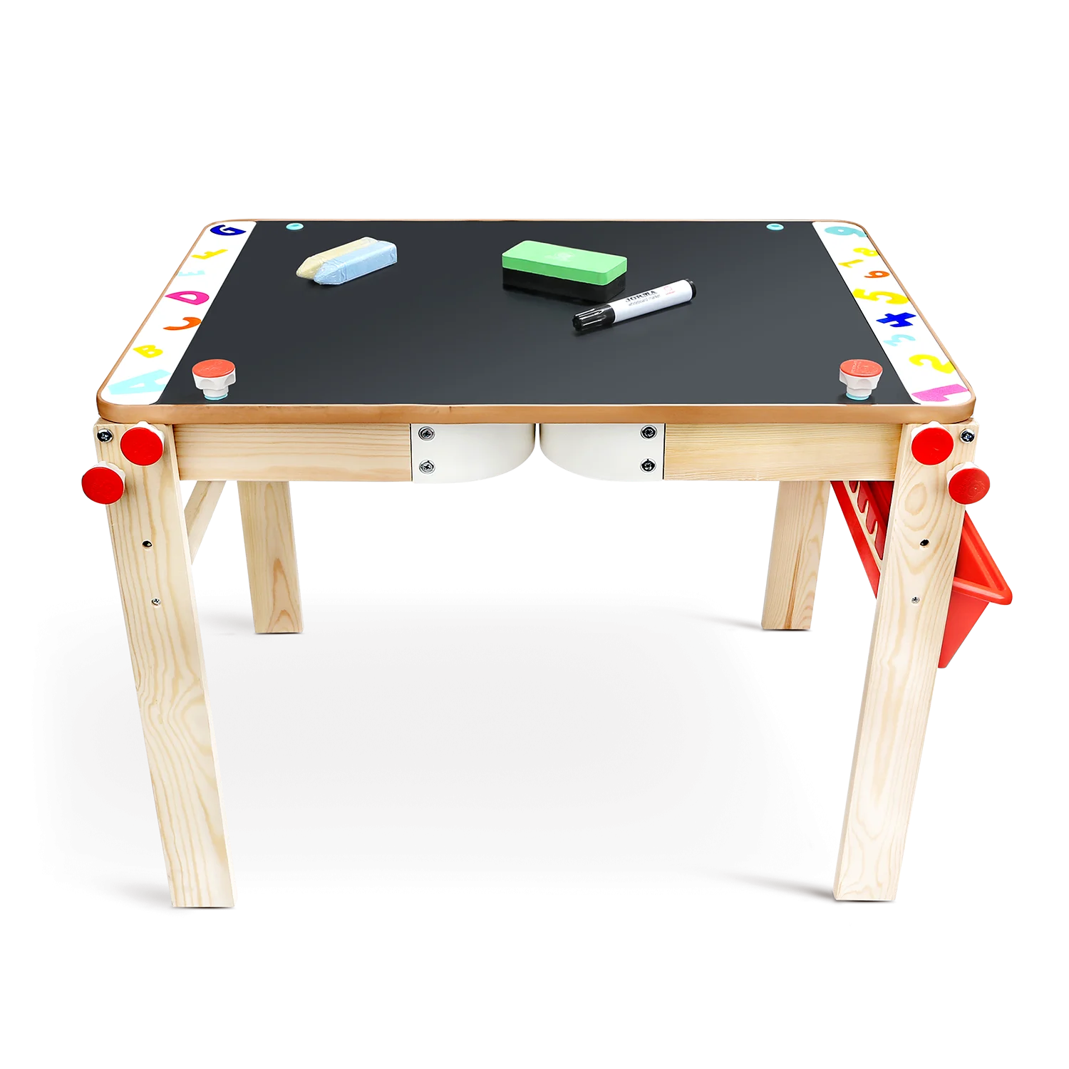 Colorful Wooden Kids Study Desk Clipart with Playful Design and Chalkboard Surface