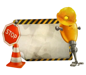 Construction Safety Warning Clipart with Cartoon Worker and Stop Sign