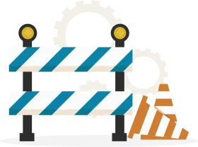 Construction Site Safety Barrier and Traffic Cone Clipart Illustration