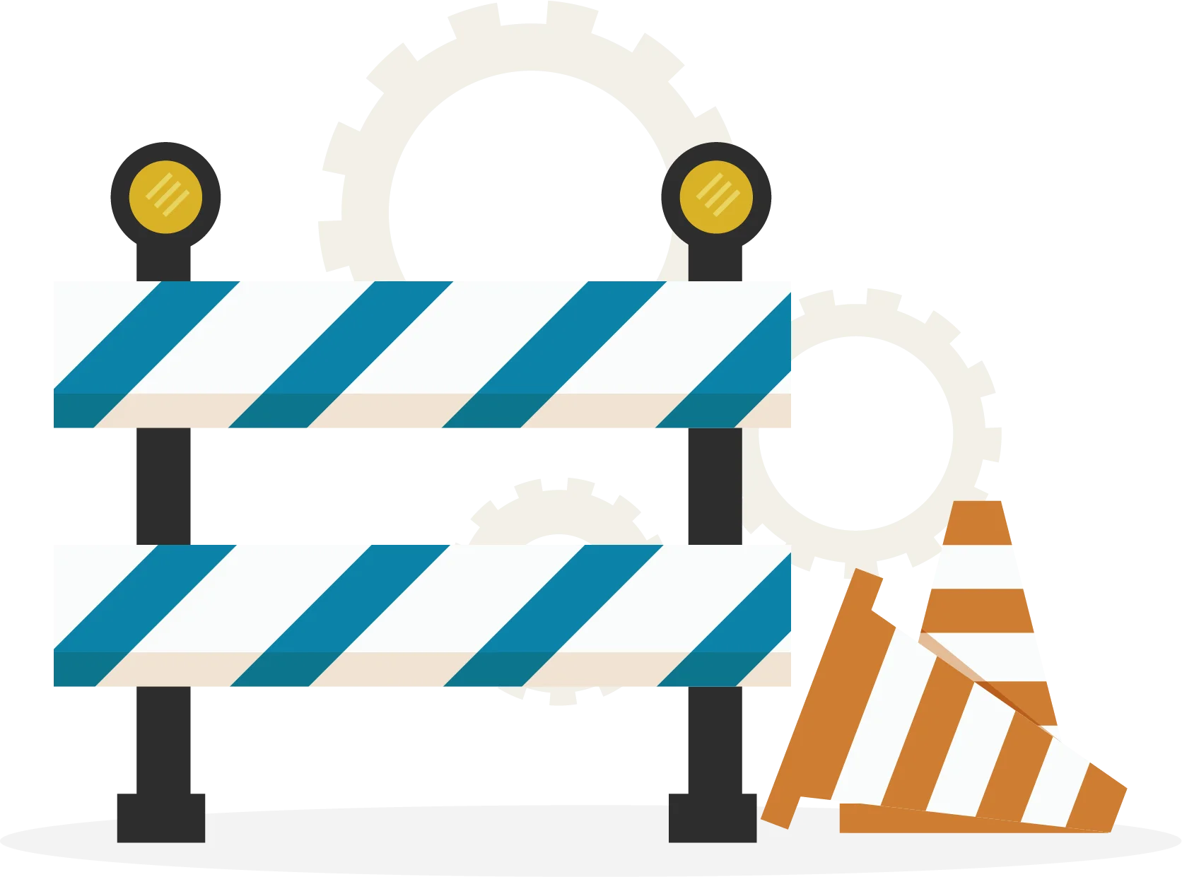 Construction Site Safety Barrier and Traffic Cone Clipart Illustration