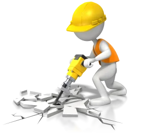 Construction Worker Breaking Concrete with Jackhammer Safety Clipart Illustration